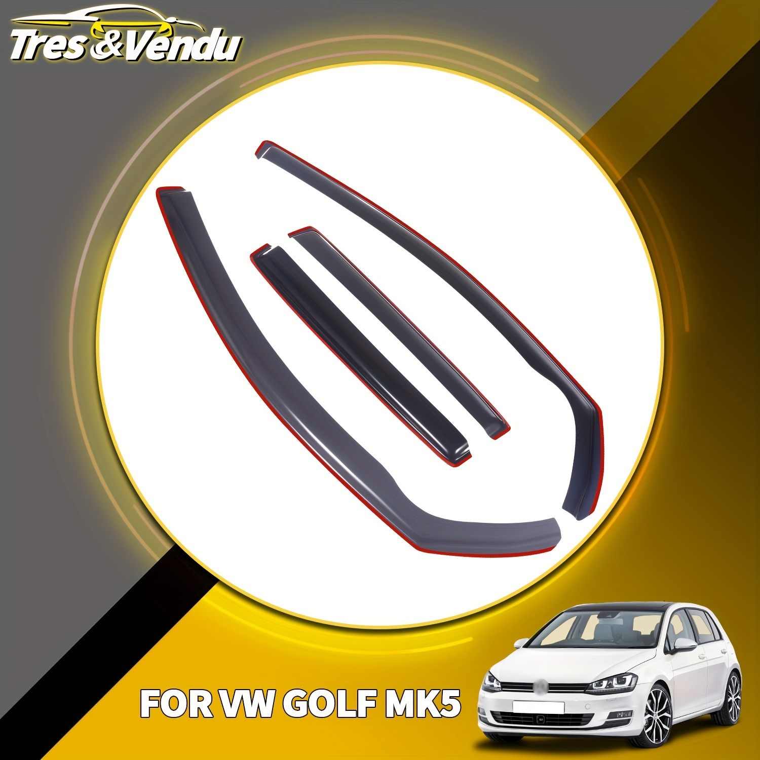 TEMU [for Vw Golf Mk5 5-door Hatchback 2004-2009] Set Of 4 Stylish Deflectors | Sturdy Abs Material With Complete Uv Protection | (in-channel) In