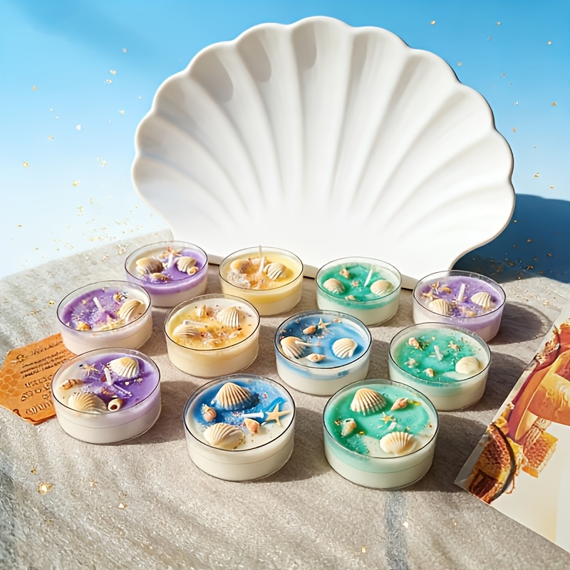 TEMU Ladies' Soy Candle Gift, Fresh Ocean Themed Candle Gift, 4 Random Styles Of Candle Wedding Gift, Suitable For Family Use, Suitable For Men And