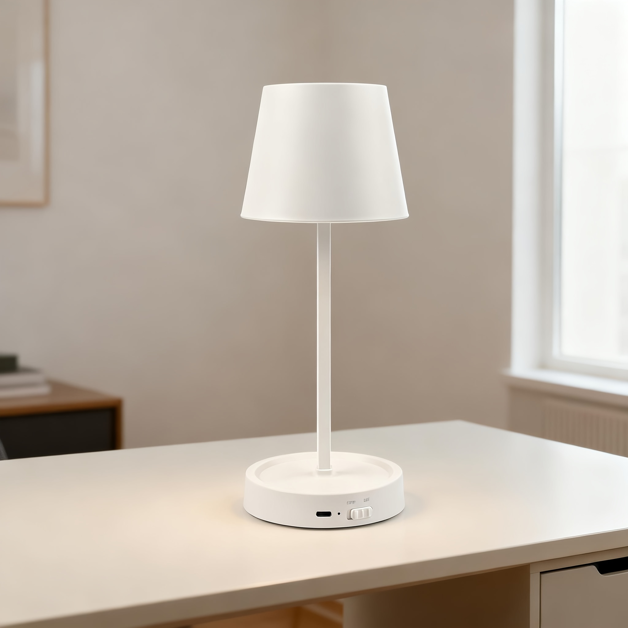 TEMU Lámpara de mesa recargable y regulable de 1 pieza, lámpara de , lámpara de mesa portátil con control táctil, adecuada para comedores, salas de