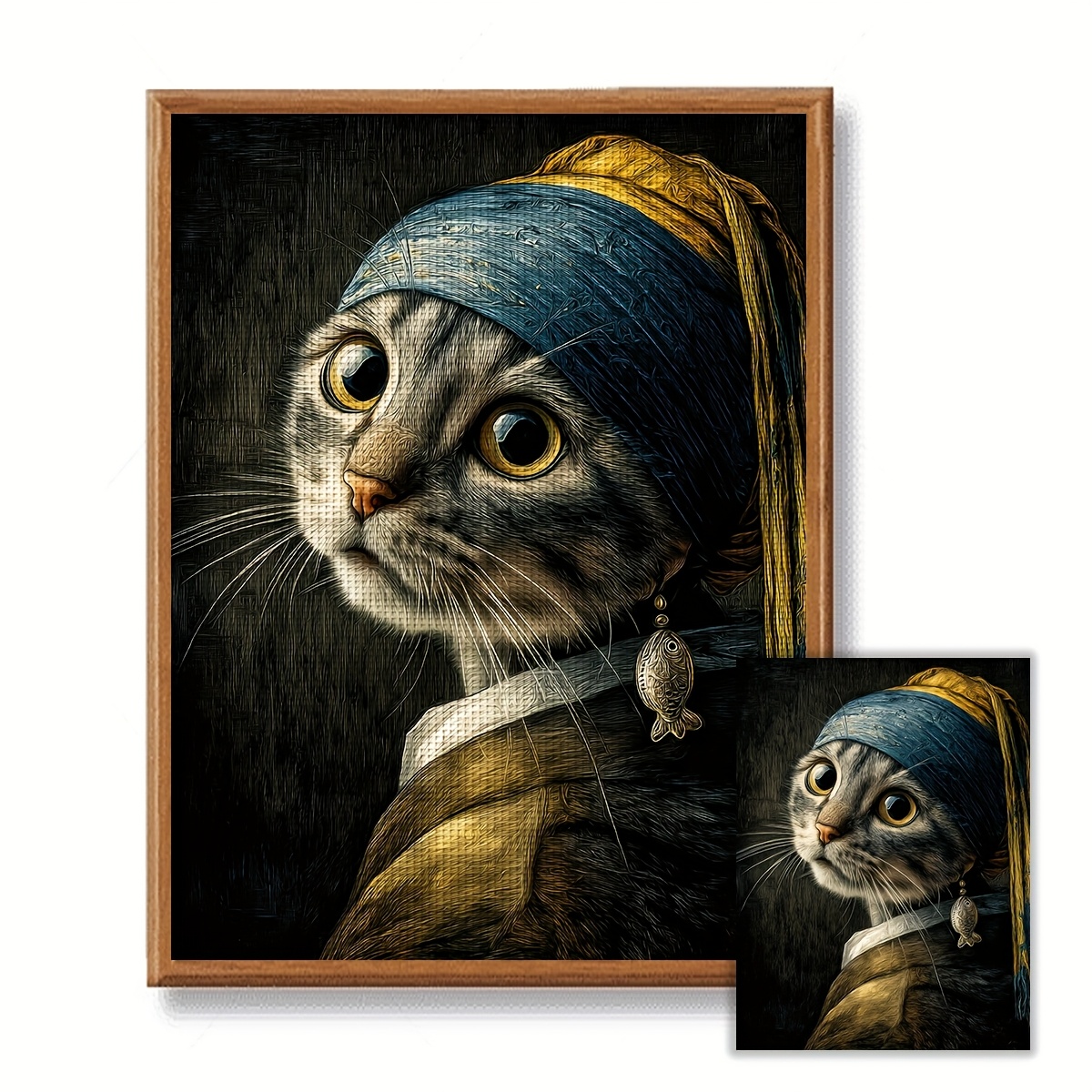 TEMU JOZYSH 1pc Kit de point de croix imprimé cadre 30X40Cm/11.8X15.7 pouces 11CT/14CT, avec et son chat, idéal pour les débutants adultes cherchant