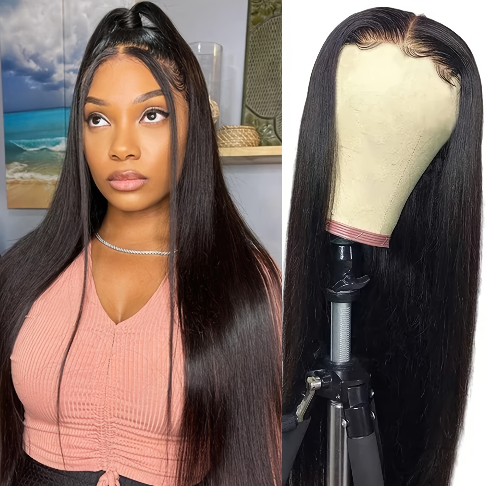 ?PAM 26”’BLACK STRAIGHT LACE FRONT WIG ? NWT Jet Black Straight Bob Lace Front Synthetic Wig LF262 main image 4