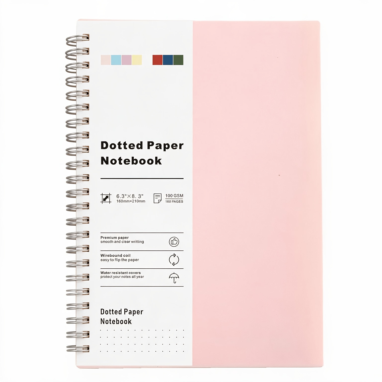 Image of Grid Spiral Notebook A5 Spiral Journal 160 Pages Thick Paper Notebooks Plastic Hardcover Spiral Notebook X 21.3cm Wire-bound For Notes School Office Supplies