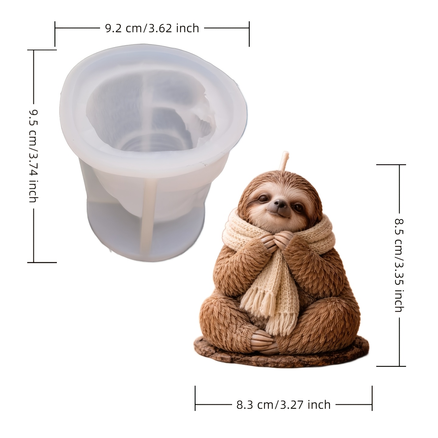E-shop DADPE Braunkehl-Faultierform – Wiederverwendbare Silikon-Form für Harz & Gipsfiguren mit detaillierter Felltextur, ideal für DIY-Bastelarbeiten,