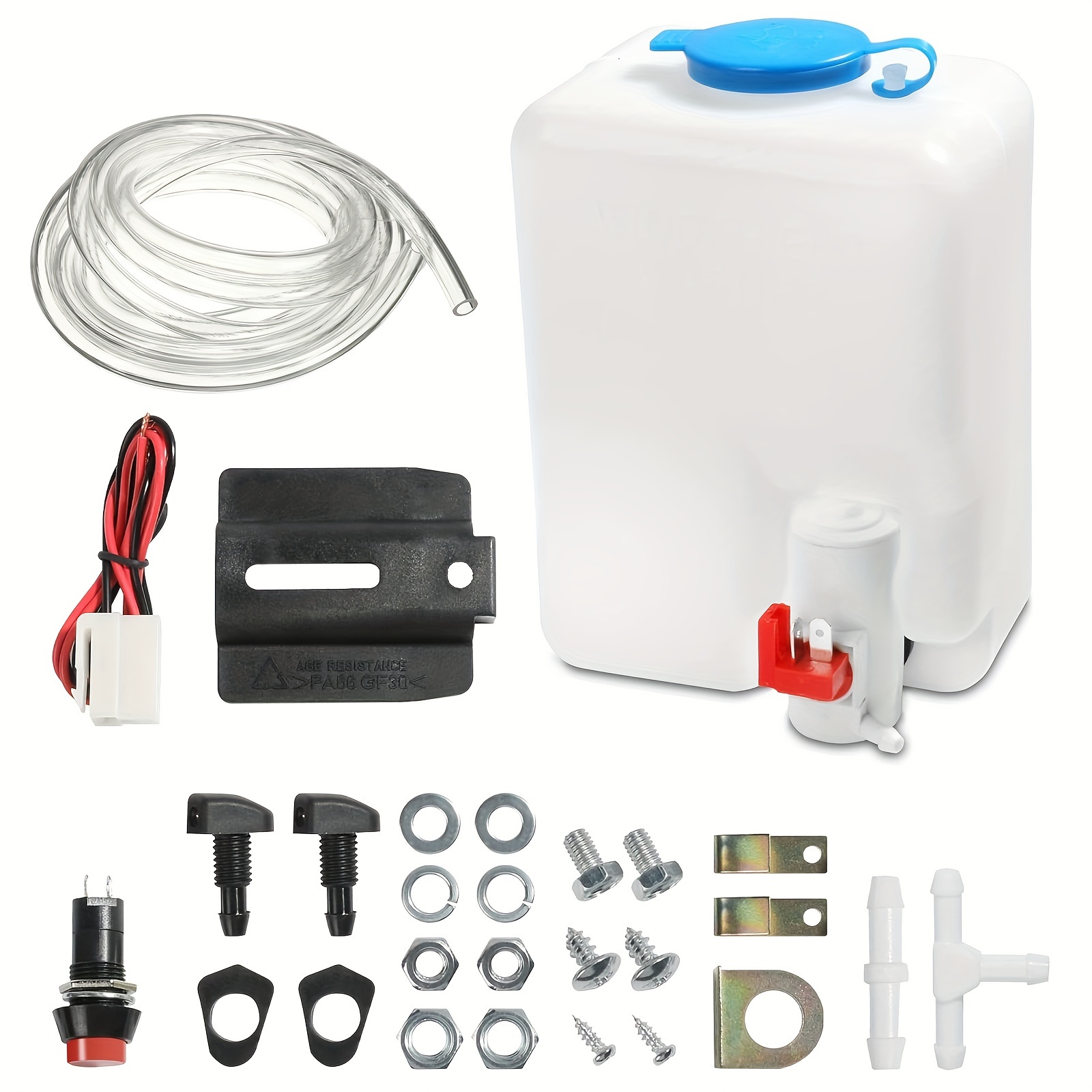 TEMU Universal Car Windshield Washer , 1.8l Washer Kit Jet Switch 12v Windshield Tank