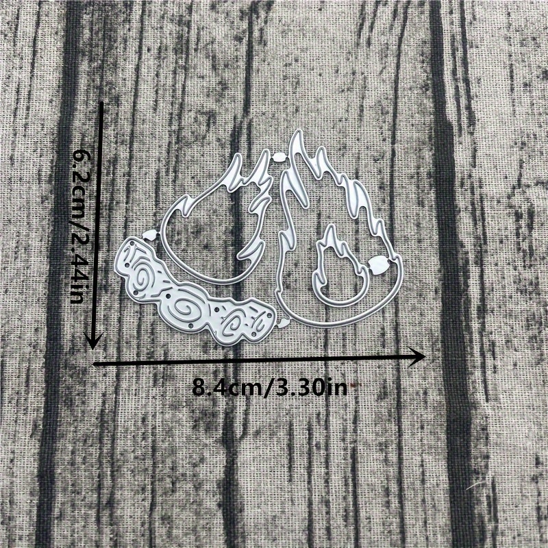 TEMU Estampado Metálico, 6.2x8.4cm Llama de de Molde de Corte de Leña Decoración de Álbum de Tarjetas en Relieve Artesanía