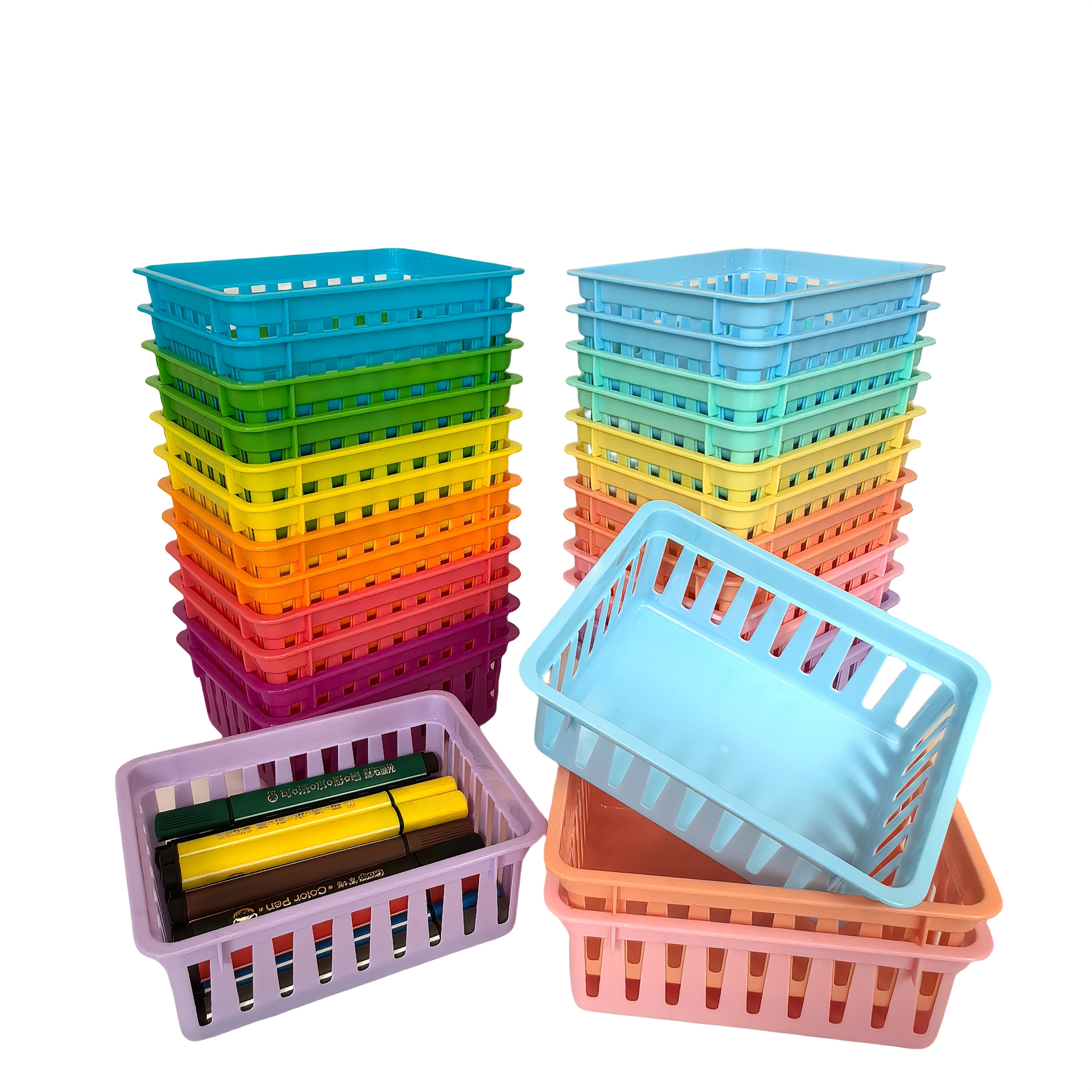 

4-pack Mini Storage Baskets, Pp Plastic Organizer Trays, Small Desk Caddy For Crayons, Pencils, Stationery, Suitable For Home, Office, School, Drawer Use