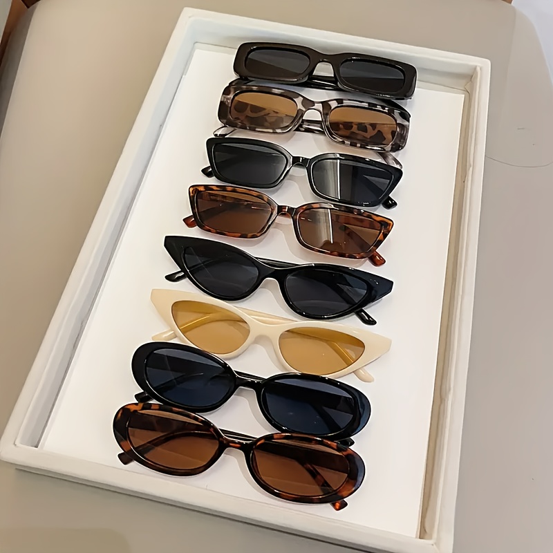 Image of 8-pcs Women's Fashion Glasses Fashion Mixed Frame Glasses Set, Stylish Basic Decorative Eyewear, Ideal Gift , Unisex Glasses Suitable For Outdoor, Beach, And Parties