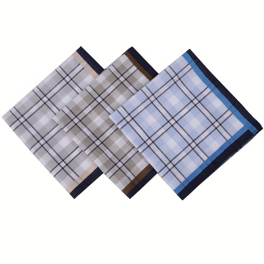 12pcs Men's Handkerchiefs, Pure Soft Checkered Pocket Squares
