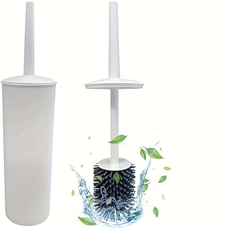 TEMU Toilet Bowl Brush And Holder For Bathroom, White, 1 Pack