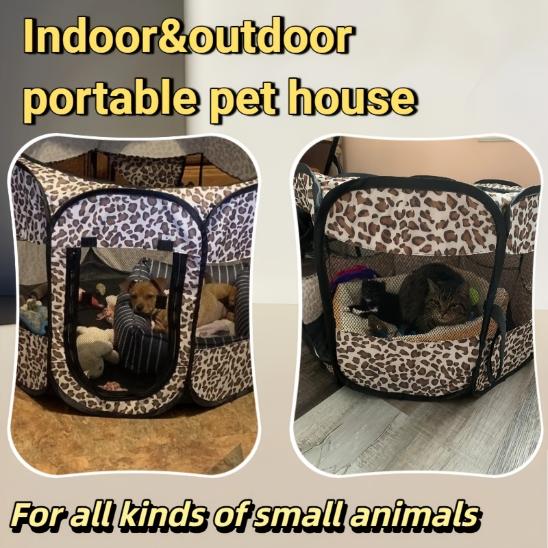 Leopard Print Small Animal Playpen for Pets