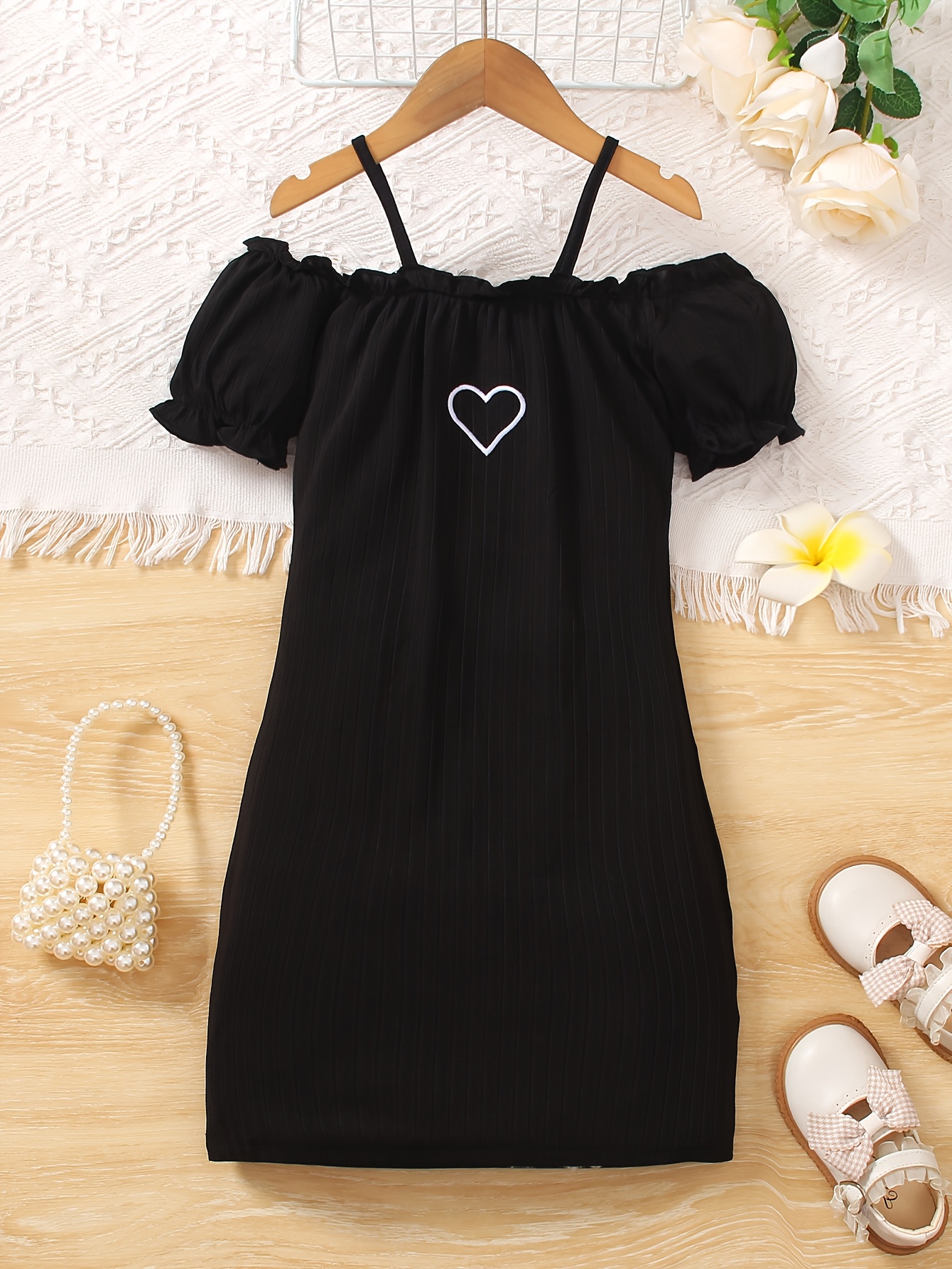 blue dress for baby girl INSTOCK ☆BLACK☆ Korean Off Shoulder V-Neck Retro Flare Slim Skater Dre –  Loveth Heartz main image 1