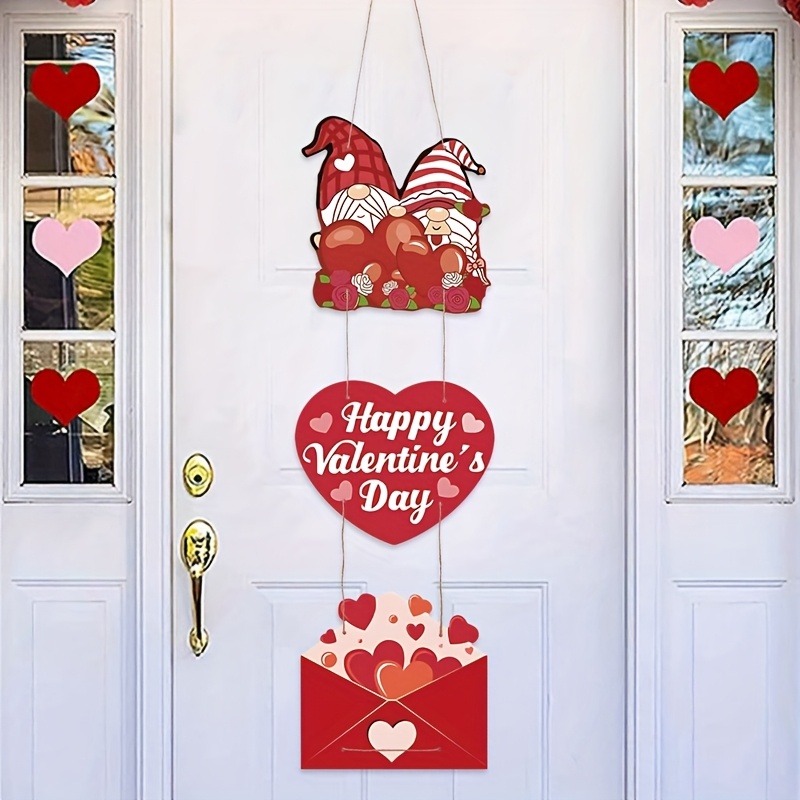 

Valentine's Day Door Decorations Set, Paper Gnome Couple With Hearts & Envelope Design, Festive Hanging Decor, No Electricity Required, For Anniversary, Wedding, Party