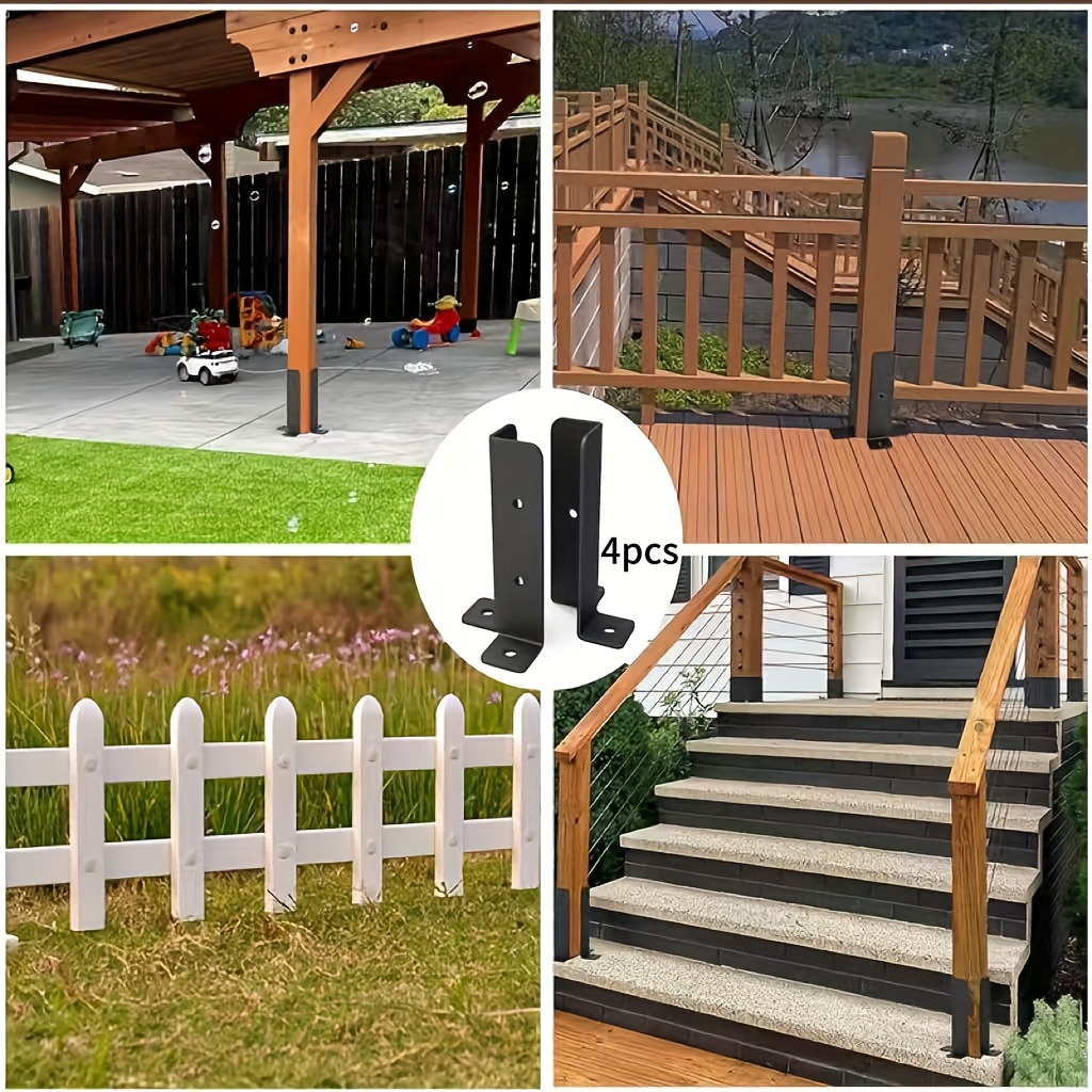 E-shop 4er-Set verstellbare Deckpfosten-Verankerungshalter, 2er-Set für 1,5x1,5-2x2-2x4-4x4 Pfosten, robuste Metallstütze für Holzzaun und Pavillon,