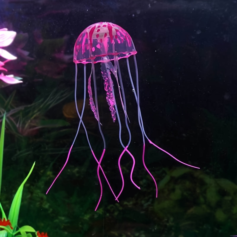 3pcs Fish Tank Landscaping Simulation Jellyfish Decorations Silicone  Transparent Fluorescent Jellyfish Small Aquarium Ornaments Red Blue Purple, Check Out Today's Deals Now
