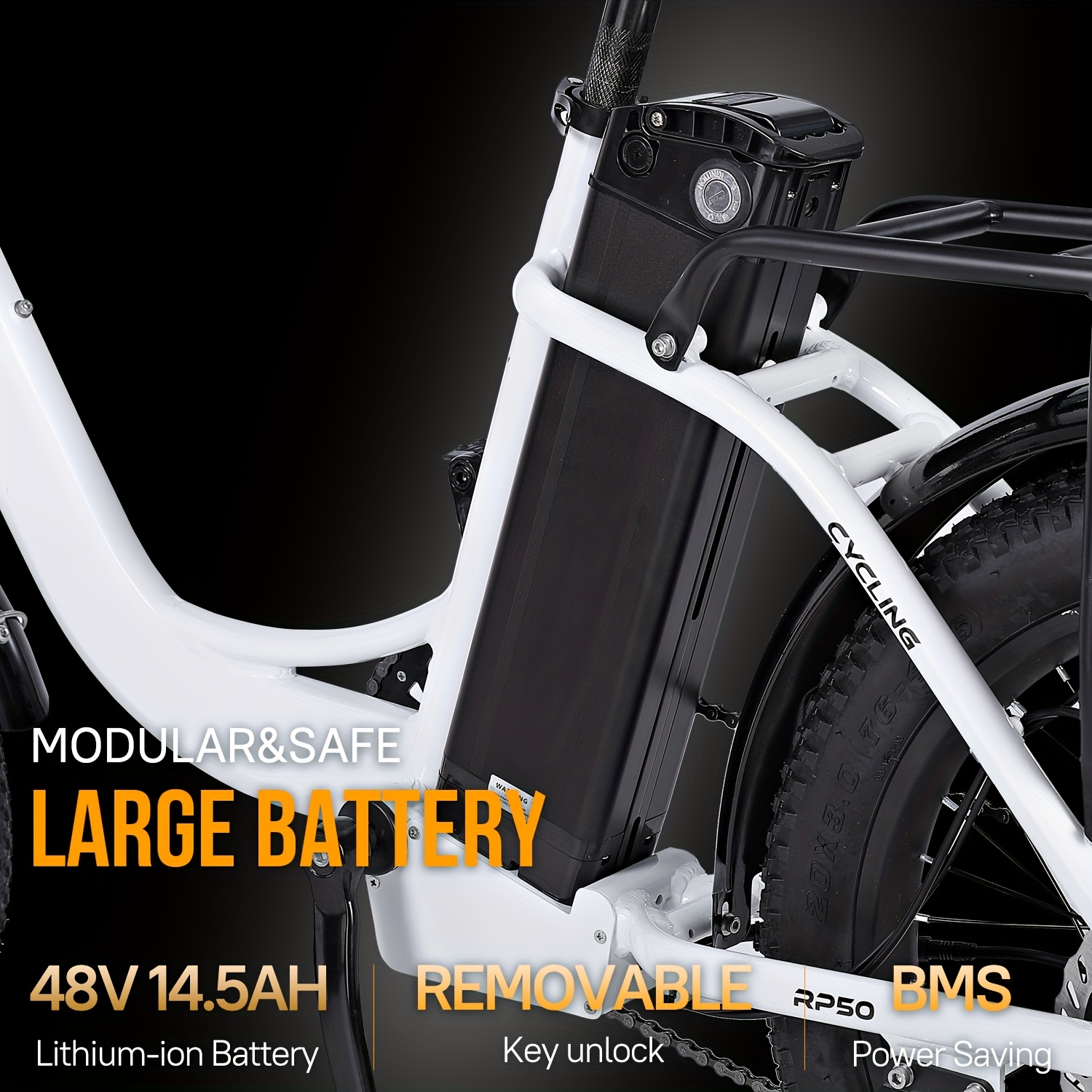 electric bike for adults   real 500w 20 3 0 fat tire electric bicycle 14 5ah 48v removable   range   for   high mph cargo ebike with front suspension   gear Product details 5
