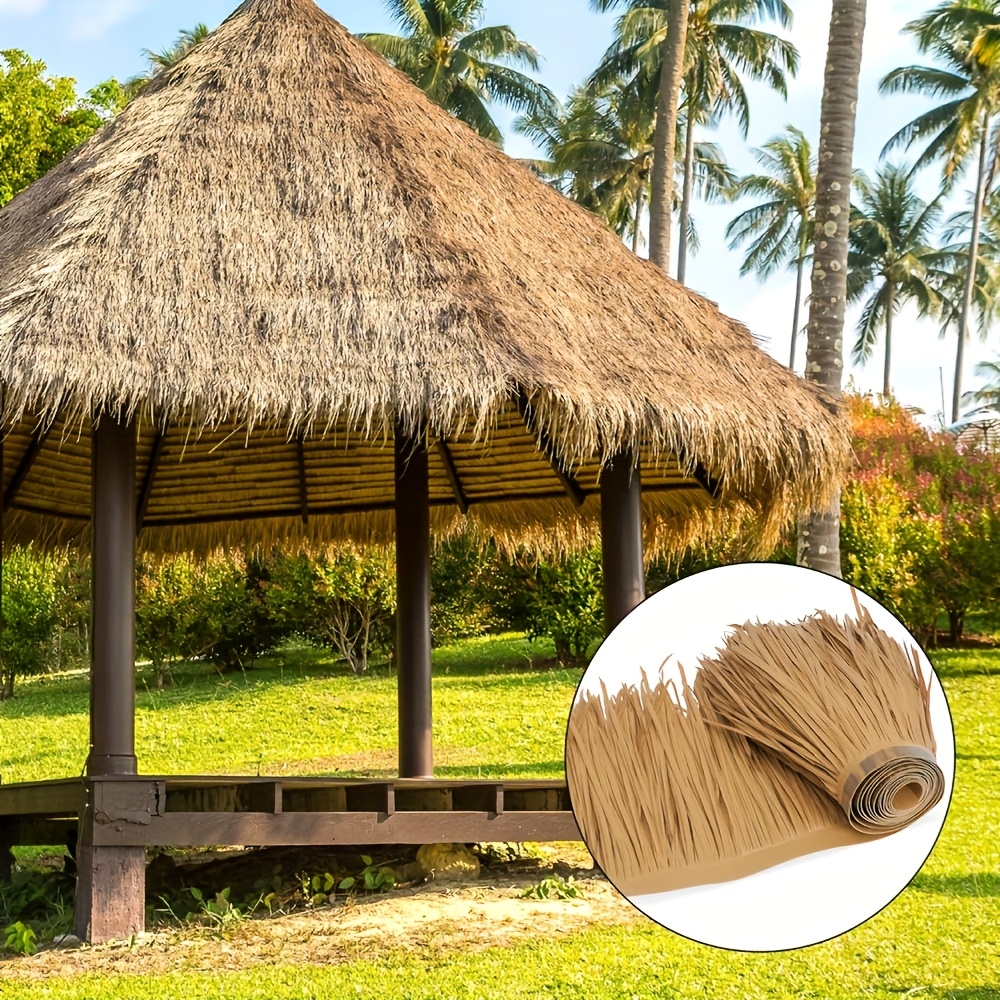 TEMU Realistic Palm Grass Roof Roll - 100% Authentic Mexican Style, Durable & Waterproof For Bars, , Patios, Garden Umbrellas & Party Decorations -