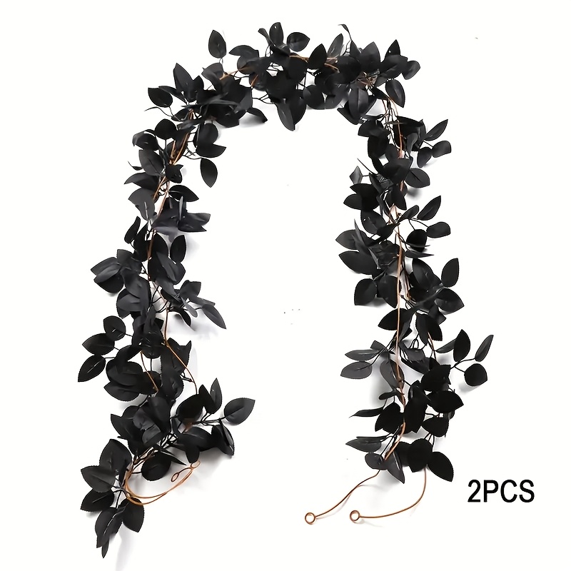 1pc/2pcs Artificial Vine, Black Foliage Wreath, For Home Decor, Plant, Autumn Decoration, Room, Desk, Garden Decor, Room Decor Accessories