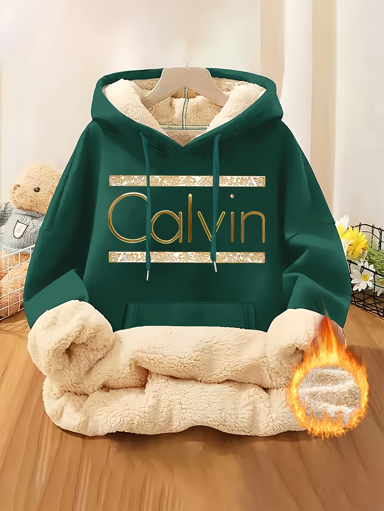 Fashionable Women'S Fleece Hoodie With Golden Letter Print | Casual Adjustable Drawstring, Suitable For Spring, Autumn, And Winter, Available In Sizes Xs-Xxl - Image 2