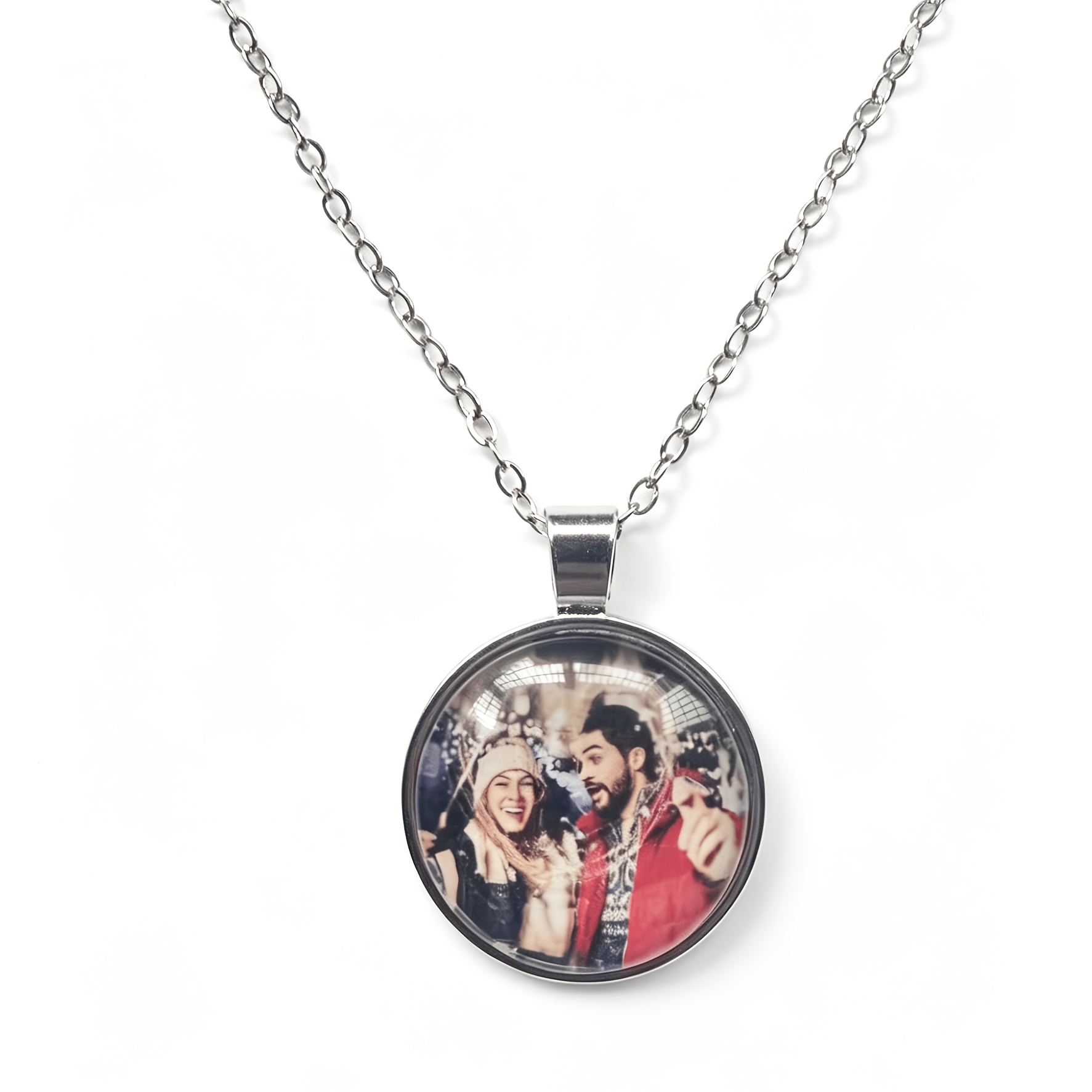 TEMU [custom] Personalized Photo Necklace, Pendant Necklace. Ideal For Holiday Gifting, Couples' Keepsakes, And For Family Photos, A Perfect Gift For