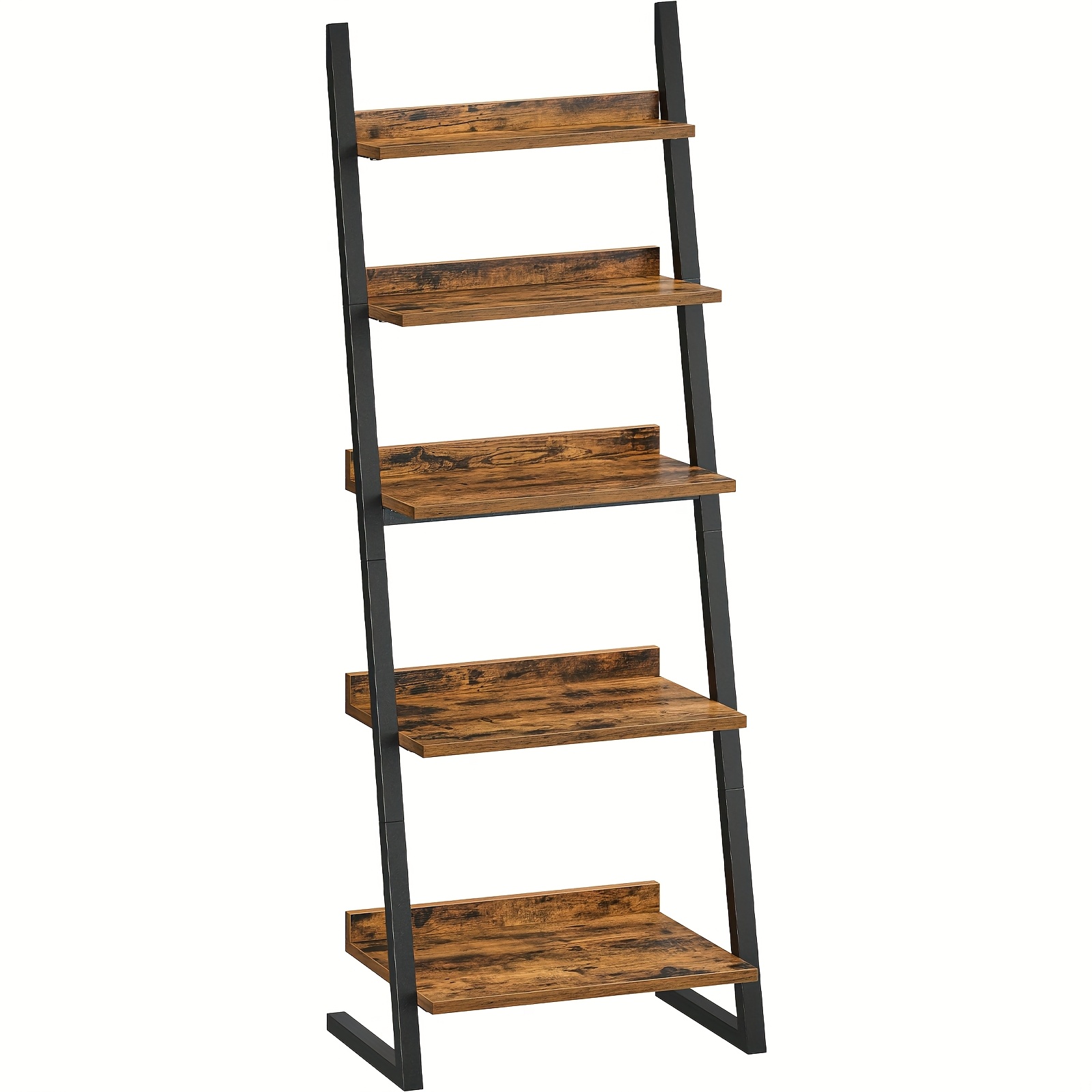 TEMU Vertical Shelving Unit, 5-tier Storage Rack, Wooden Storage Shelf, Walnut Color, Suitable For Storing Books, Ornaments, Potted Plants, Etc.,