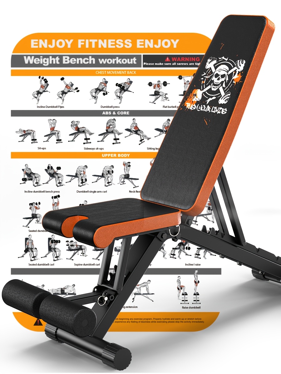 VOWVIT Opvouwbare Verstelbare Gewichtbank 4-in-1 Zware Trainingsbank met Gewichtscapaciteit, Verstelbare Helling voor Volledige Lichaamstraining - Opvouwbare Multifunctionele Bank Geschikt voor Thuisgym, Krachttraining, Gewichtheffen & voor Fitnessniveaus
