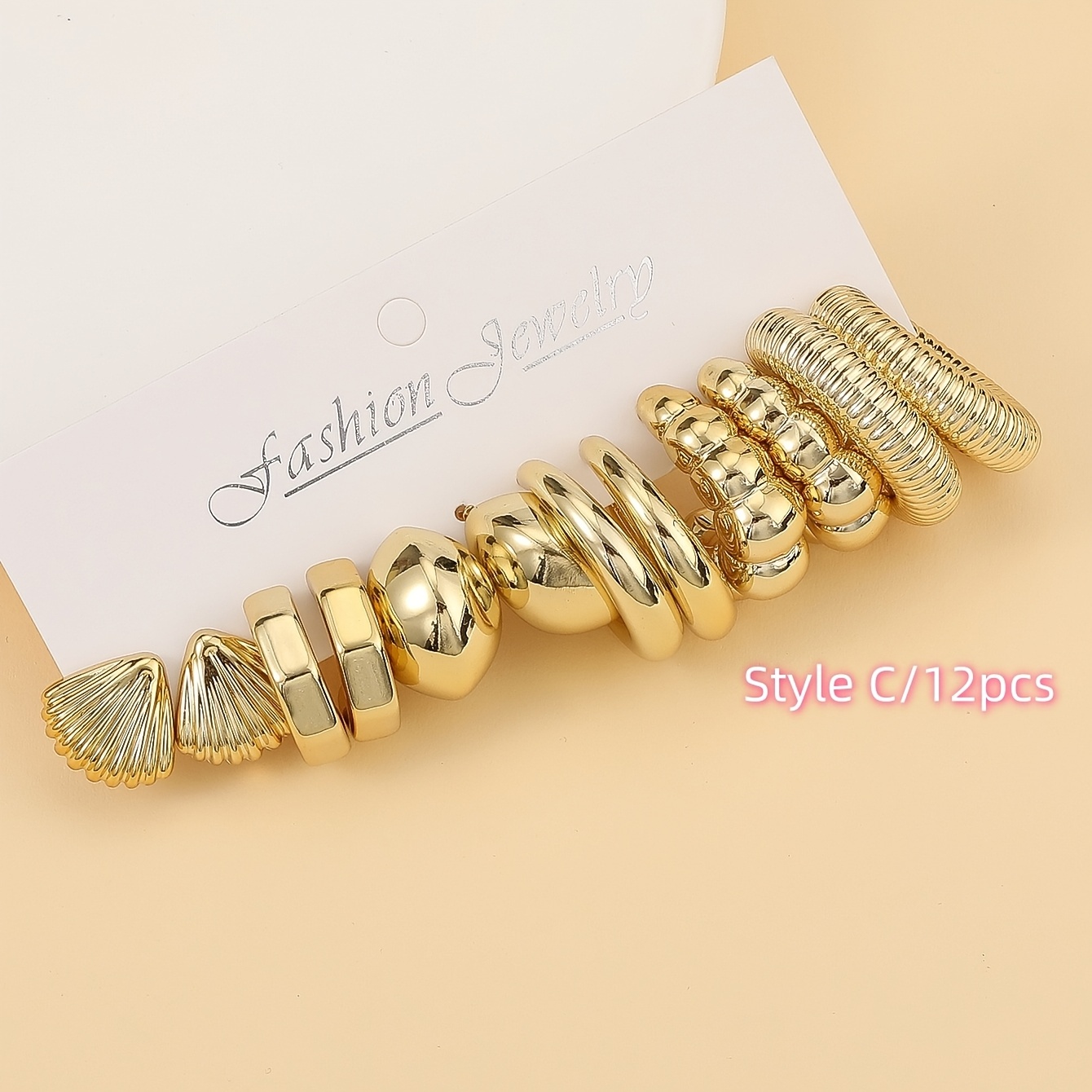 Fashion Starfish, Shell, and Pentagram Golden Earrings Set