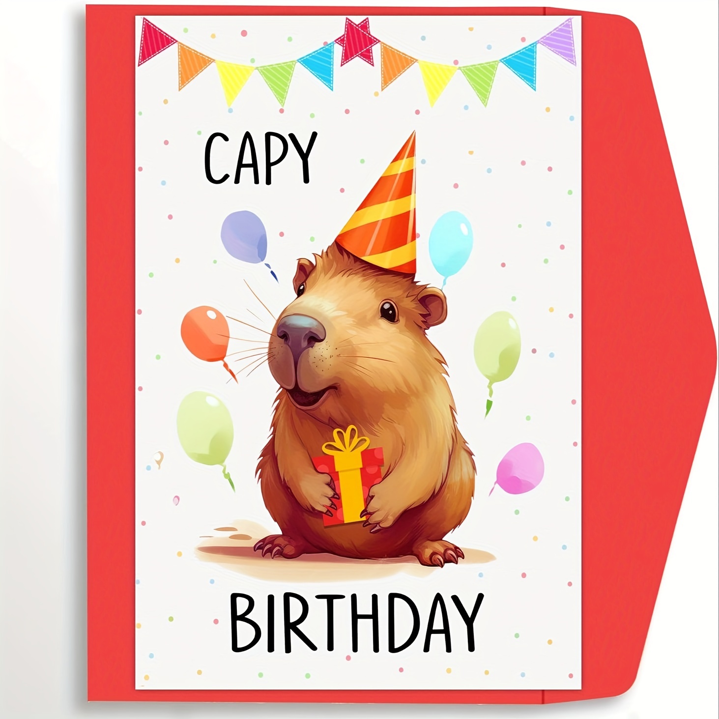 

Funny Capybara Birthday Card - , Cute Double-sided Greeting Card