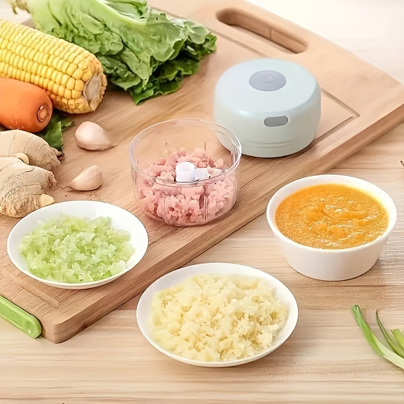 usb rechargeable mini electric garlic chopper food mill portable   for mashing garlic ginger chili onion meat durable plastic 36v safe voltage easy clean kitchen appliance garlic masher sleek appliance transparent container Product details 4