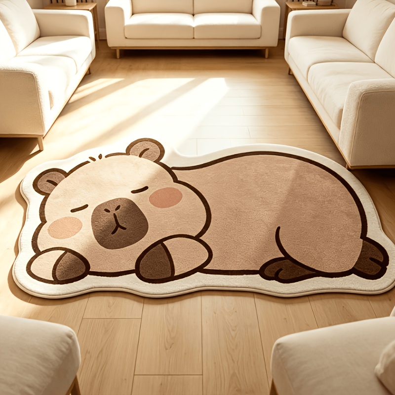 TEMU Cute Classic Capybara Rug, Cartoon Capybara Sleeping Shape Bedside Carpet, Exotic Capybara Mat, Suitable For Living Room