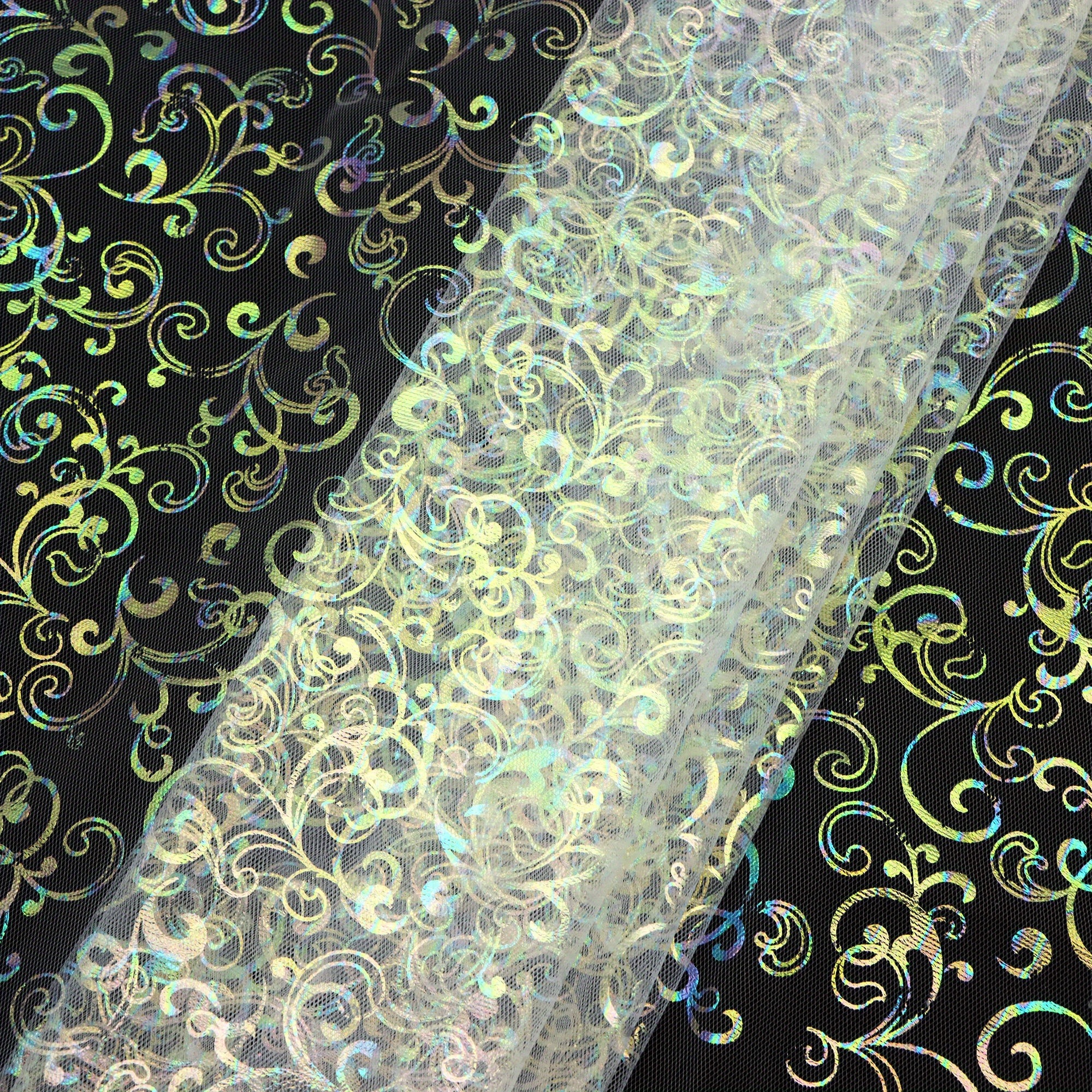 Colourful Golden Damask Tulle Mesh Fabric, 19.68x59inch(50x150cm), Suitable For Sewing Christmas Party Decorations, Tablecloths, Window Curtains, Handicrafts