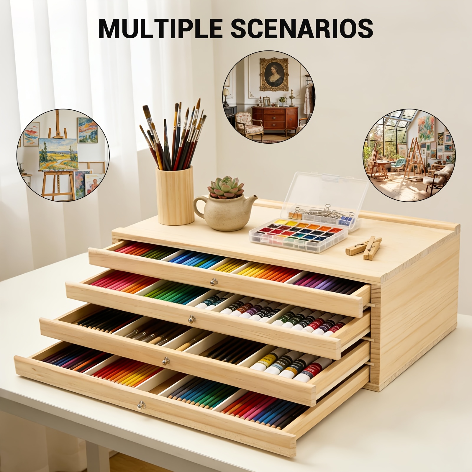 TEMU Boîte de rangement pour fournitures d'artiste à 4/8 niveaux - Grande trousse multifonctionnelle avec tiroirs et séparateurs, convient pour la