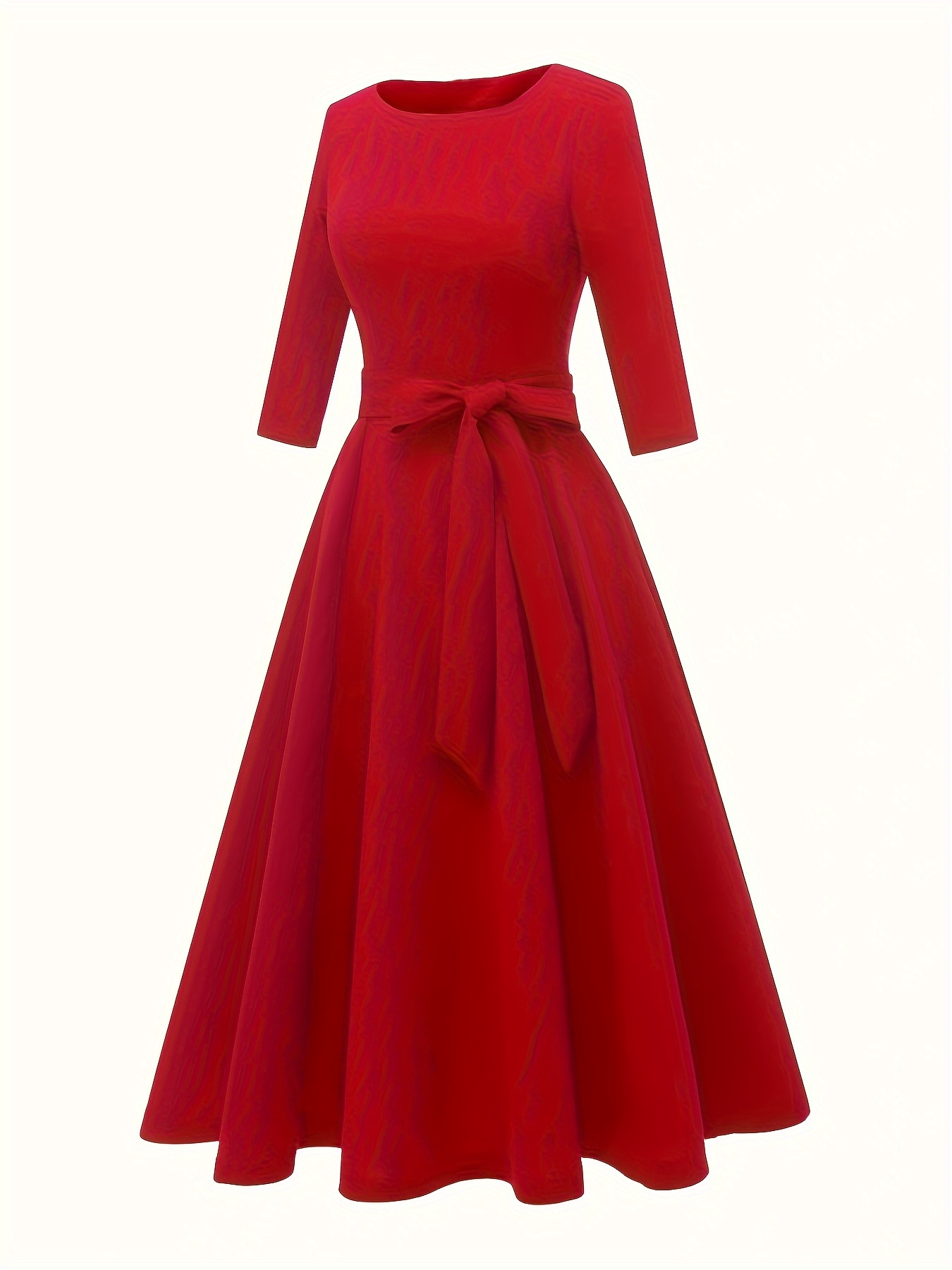 שמלת אביב וקיץ ארוך לנשים בצבע חלק עם שרוכים