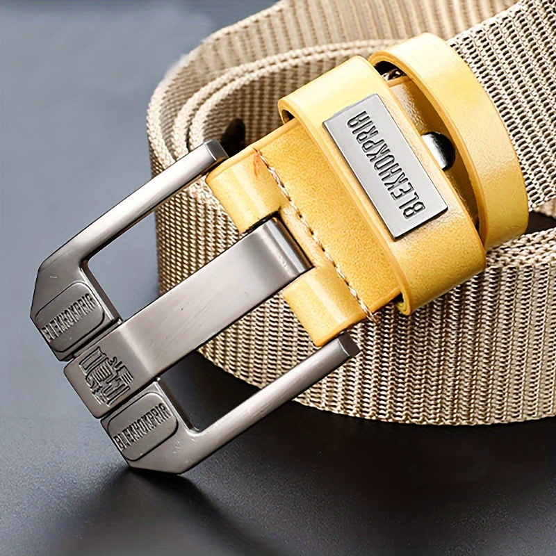 

Ceinture en nylon pour homme élégant avec trous ajustables et boucle carrée - Style décontracté pour l'extérieur