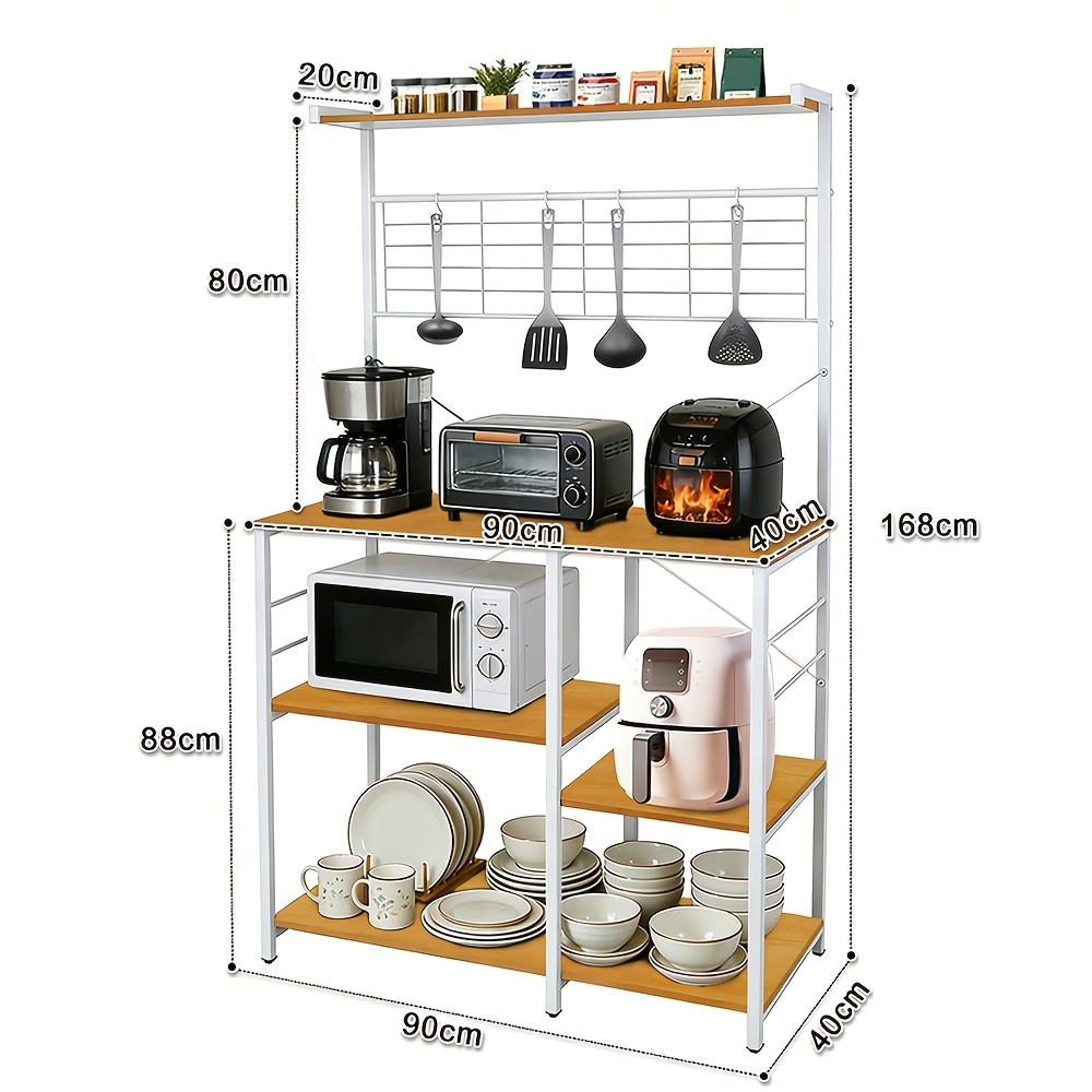 Large Bakers Rack For Kitchens, 5-tier Industrial Kitchen Stand With Storage, Freestanding Tall Bakers Racks Organizer Open Storage Shelves For Kitchen, Dining Room, Coffee Bar 90x40x168cm