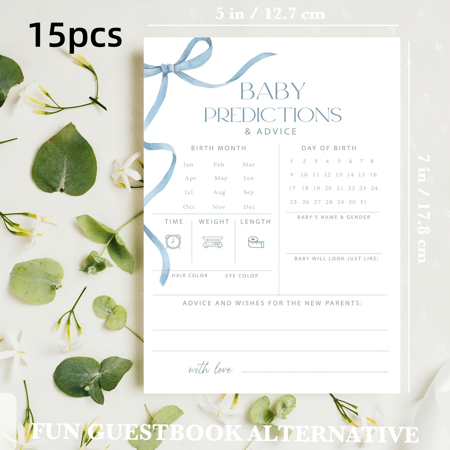 TEMU 15pcs For New Parents, Gift Party, Prediction And Game Activity Suggestion Cards, For, Pink Bow/ Double-sided Thick Card For Halloween、christmas