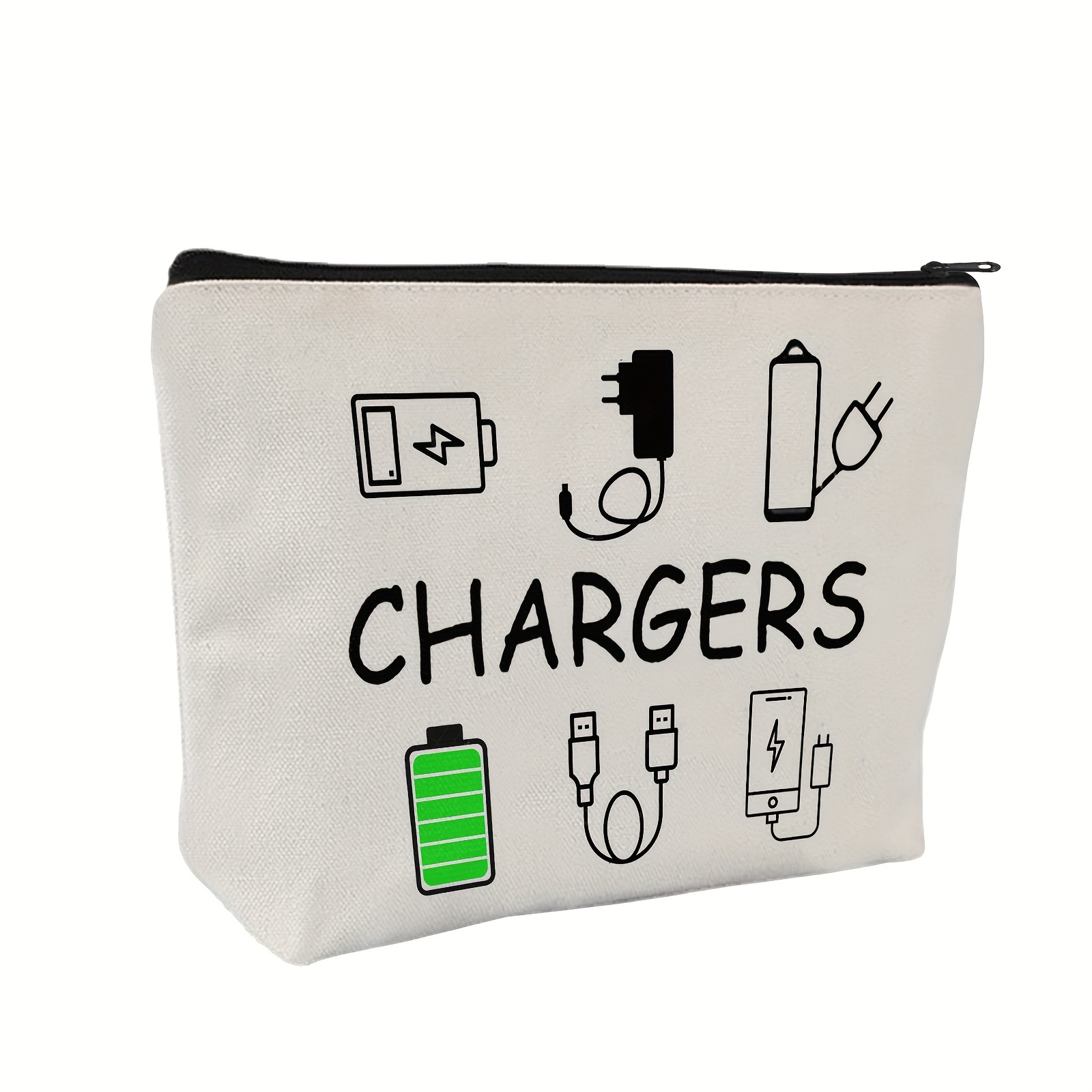 

Canvas Charger Organizer Pouch - Hypoallergenic, Non-waterproof Electronic Accessory Case - Unisex Travel Cable And Usb Bag Storage