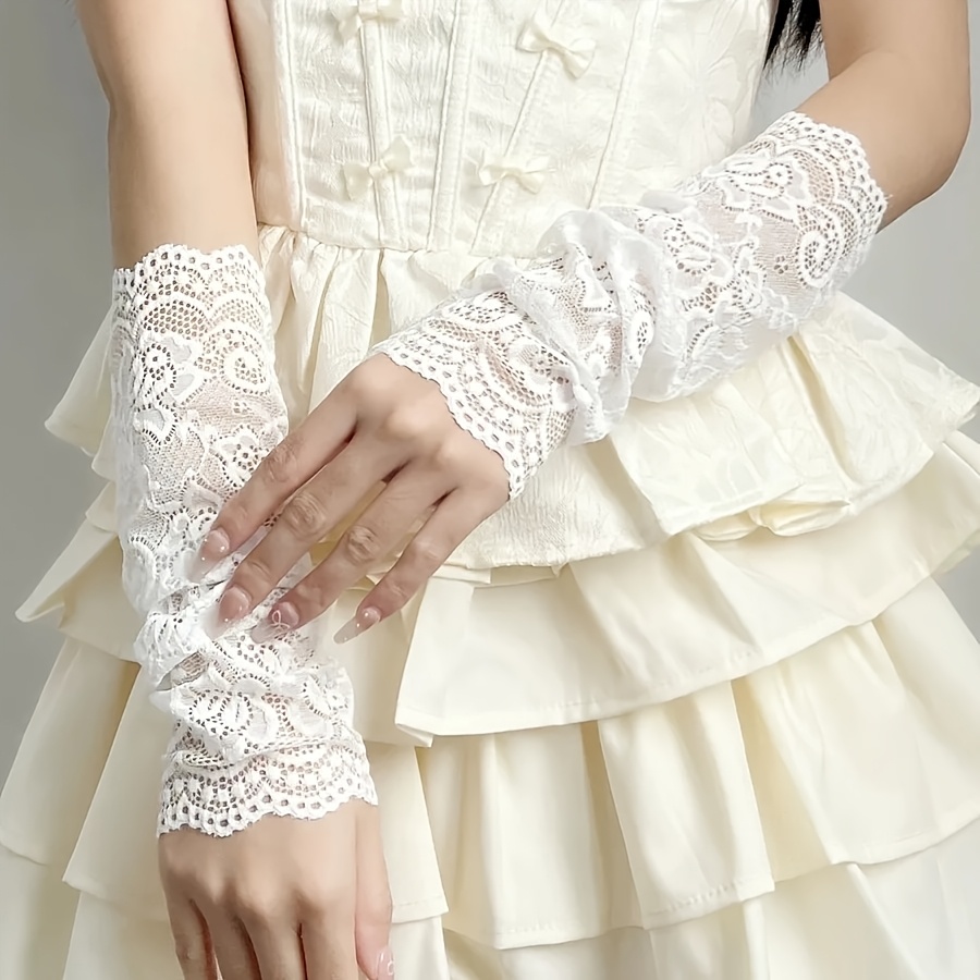 TEMU 1 Paire, Manches-gants en Dentelle Style Doux et Épicé d'Été pour Tenues de Cosplay, Manches Artificielles d'Été, Couvre-bras, Convient pour