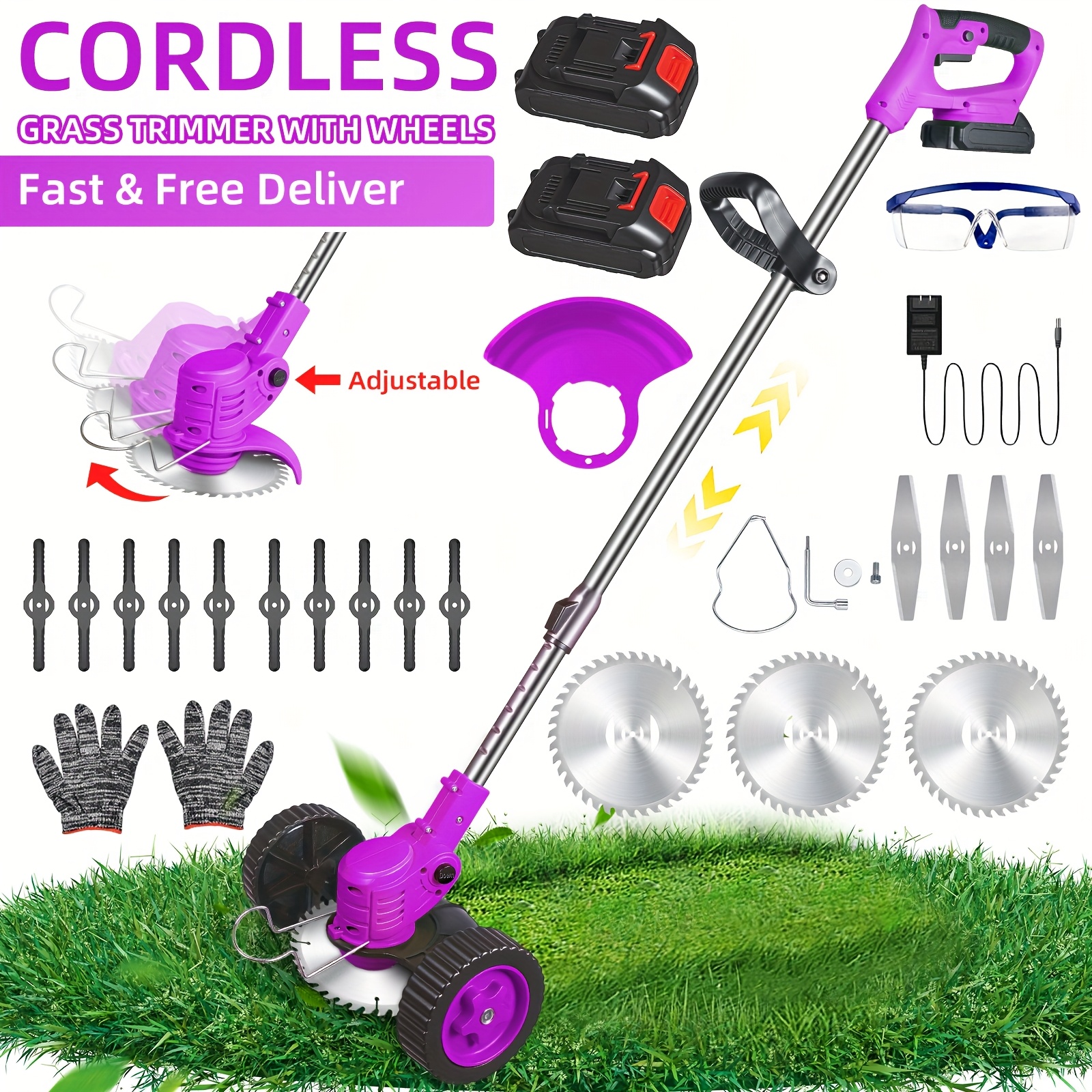 TEMU 2026 Latest Small Portable Cordless Electric Lawn Mower/weeding Machine With 2 High-capacity Lithium Batteries And 3 , Many Gifts, Weeder For
