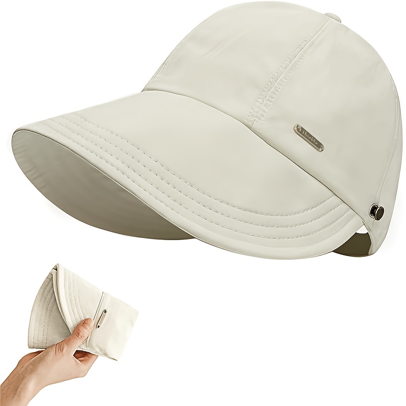 TEMU 1pc Women's Lightweight Foldable Baseball Sun Hat, Adjustable Wide Brim, Versatile Casual Fashion Accessory, Suitable For Beach Vacations And
