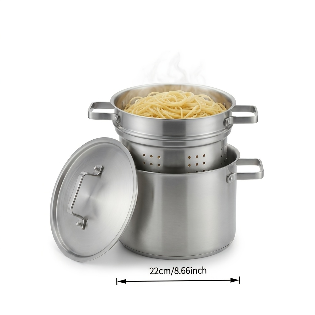 1.14gal Professional Stainless Steel Pasta Pot with Steamer... product image 4