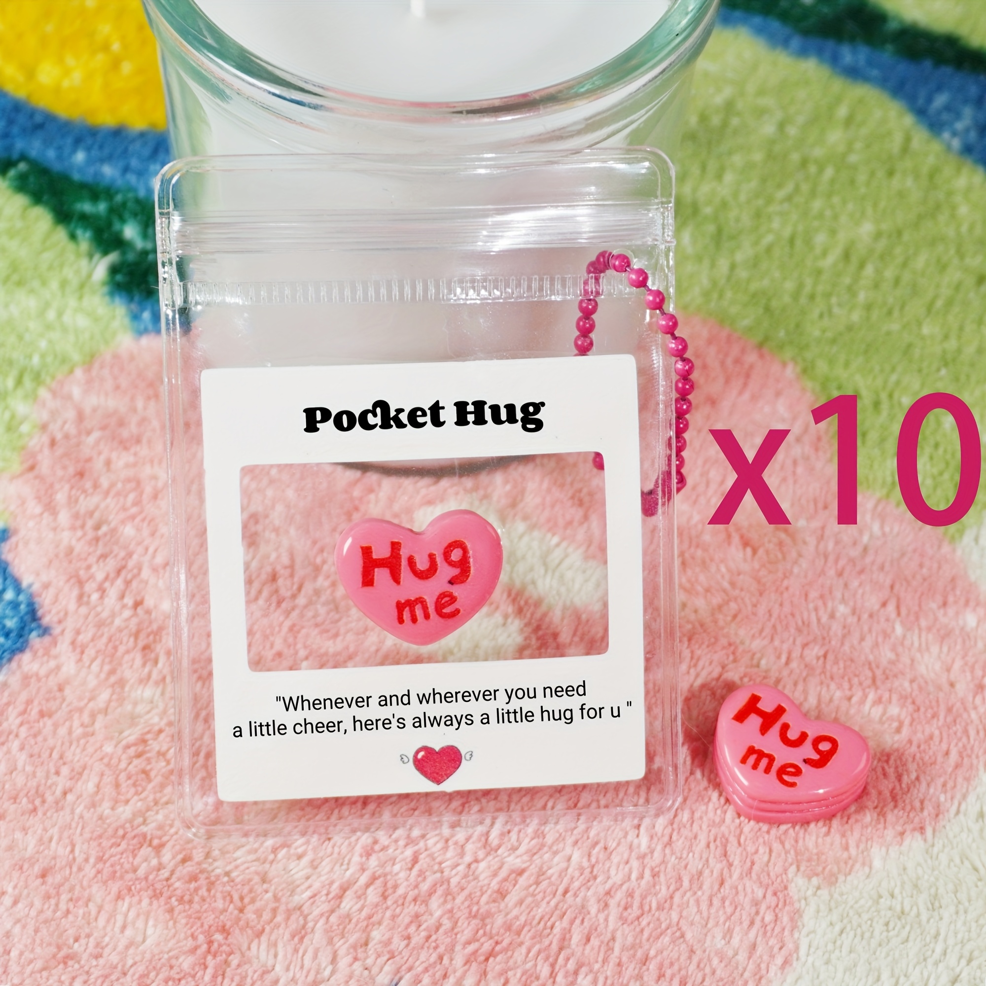 Image of 10/20pcs Pocket Hug With Pvc Carry-on Bag, Self-encourasynthetic Gemstoneent When Feel Down, Warm Gifts For