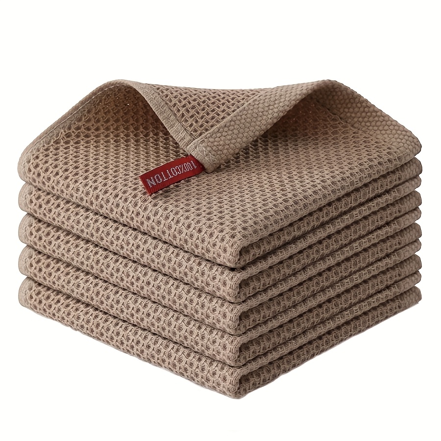 5-pack 30cm X 30cm Dishcloths. 100% Cotton Waffle Weave Cleaning Cloths, Suitable For Household Kitchen Use, Reusable Cleaning Cloth Set