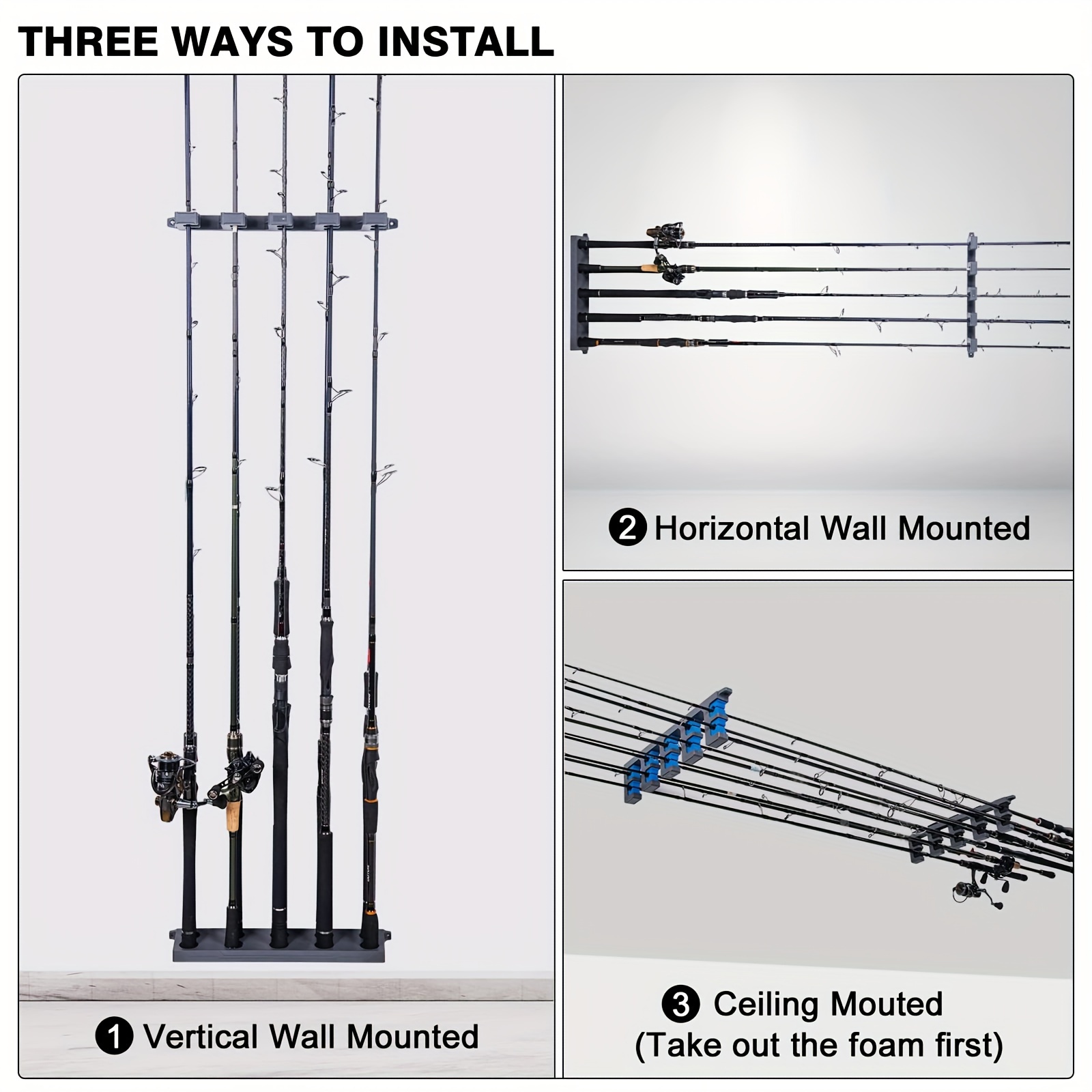 Vertical Fishing Rod Holder Holds 10 Rods 5 Combinations - Temu