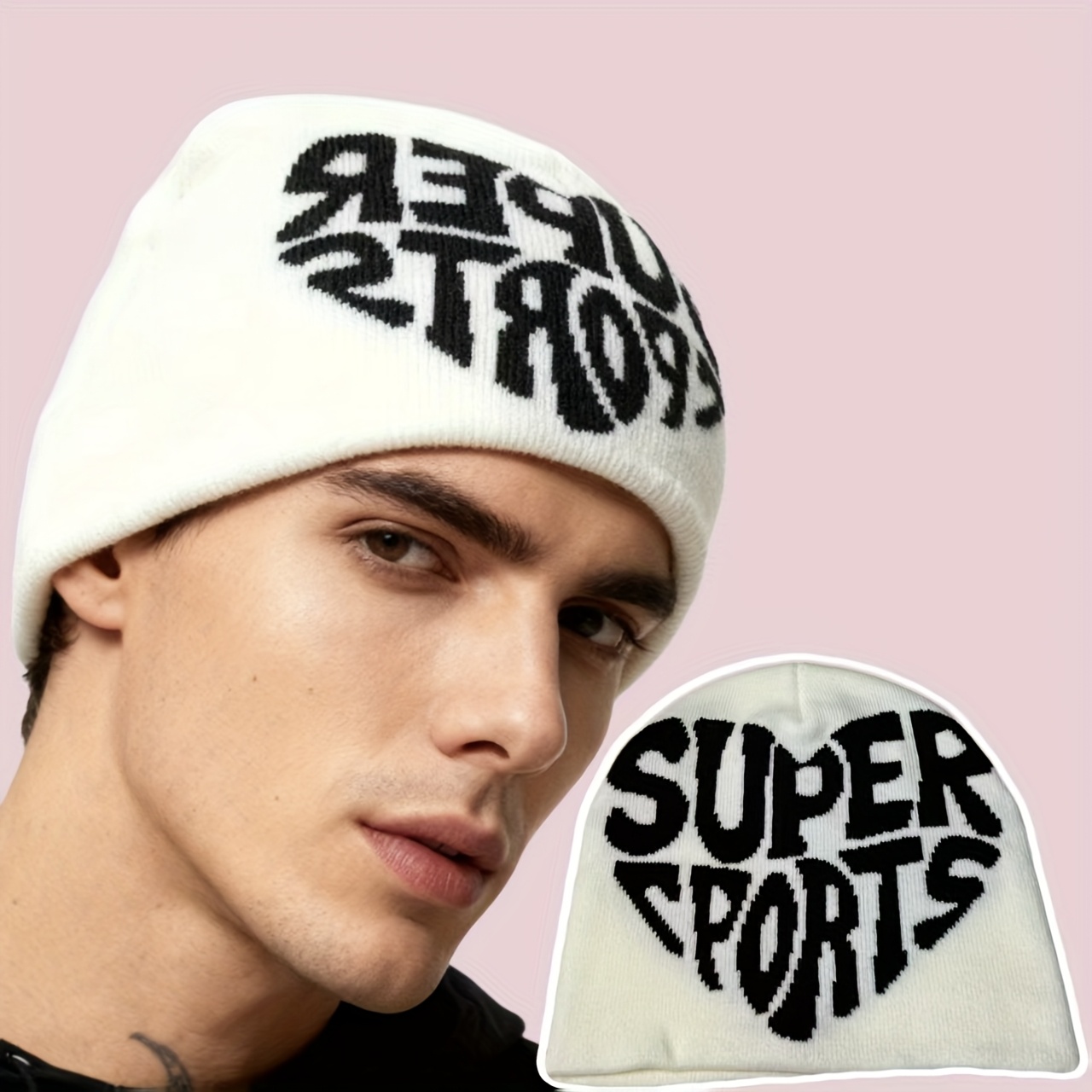 a love letter jacquard knitted beanie warm comfortable - Temu Oman