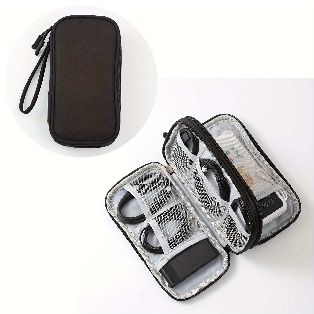 TEMU Travel Portable Digital Product Storage Bag: Usb Data Cable Organizer, Headset Charging, And More In A Compact Treasure Box Bag