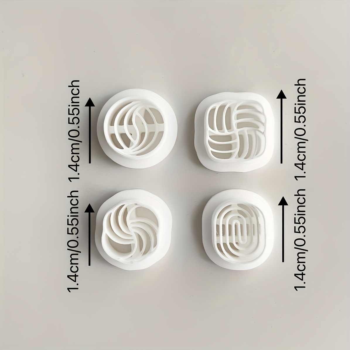 TEMU Lot de 4 moules à en pâte polymère, kit de moules à boucles d'oreilles en pâte polymère à soi-, moules de découpe créatifs, outils pour boucles