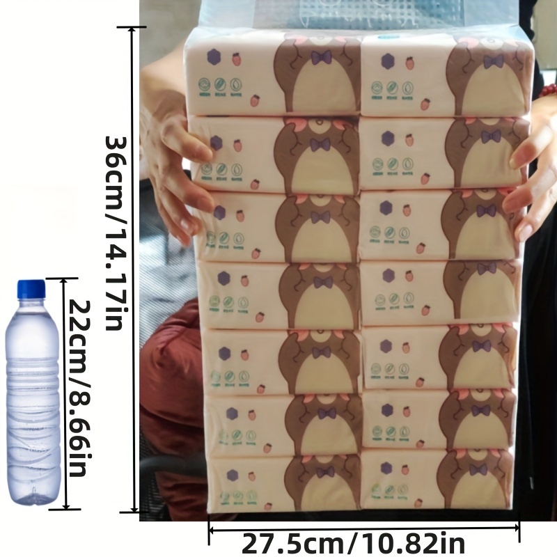 Image of 14pcs Facial Tissues - 4-layer, 280 Sheets/pack, 70 Draws/pack, Size 170cm*140cm, Unscented,, , For Camping/rv/business/home/ocean Use, Suitable For All Light Beige Types, Cleaning Cloth