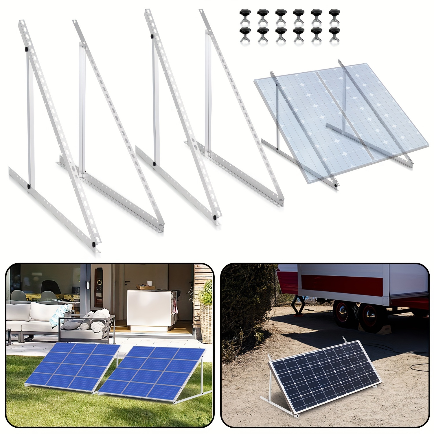 

Solar Panel Bracket Adjustable Flat Roof Universal Photovoltaic Solar Panel Tilt Bracket Mounting 0-90° Adjustable Bracket Mounting Rack Balcony Power Plant Bracket