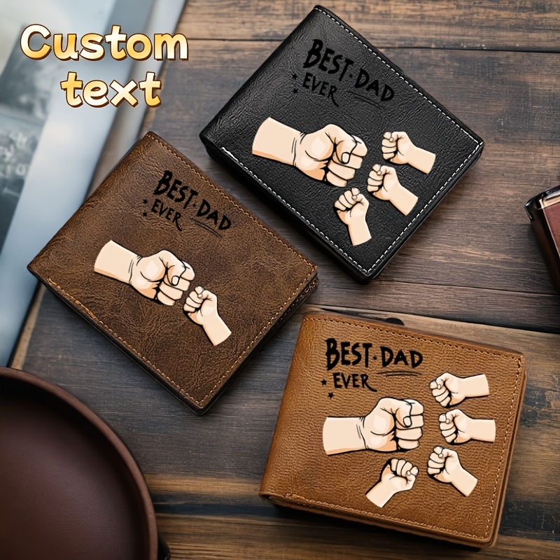 

Customized Text Men', Laser Engraved Text, Leather Double Fold Wallet, Suitable For Fathers, , - Very Suitable For Birthday, Father's Day, Christmas, Anniversary Gifts, , Family, , Yourself