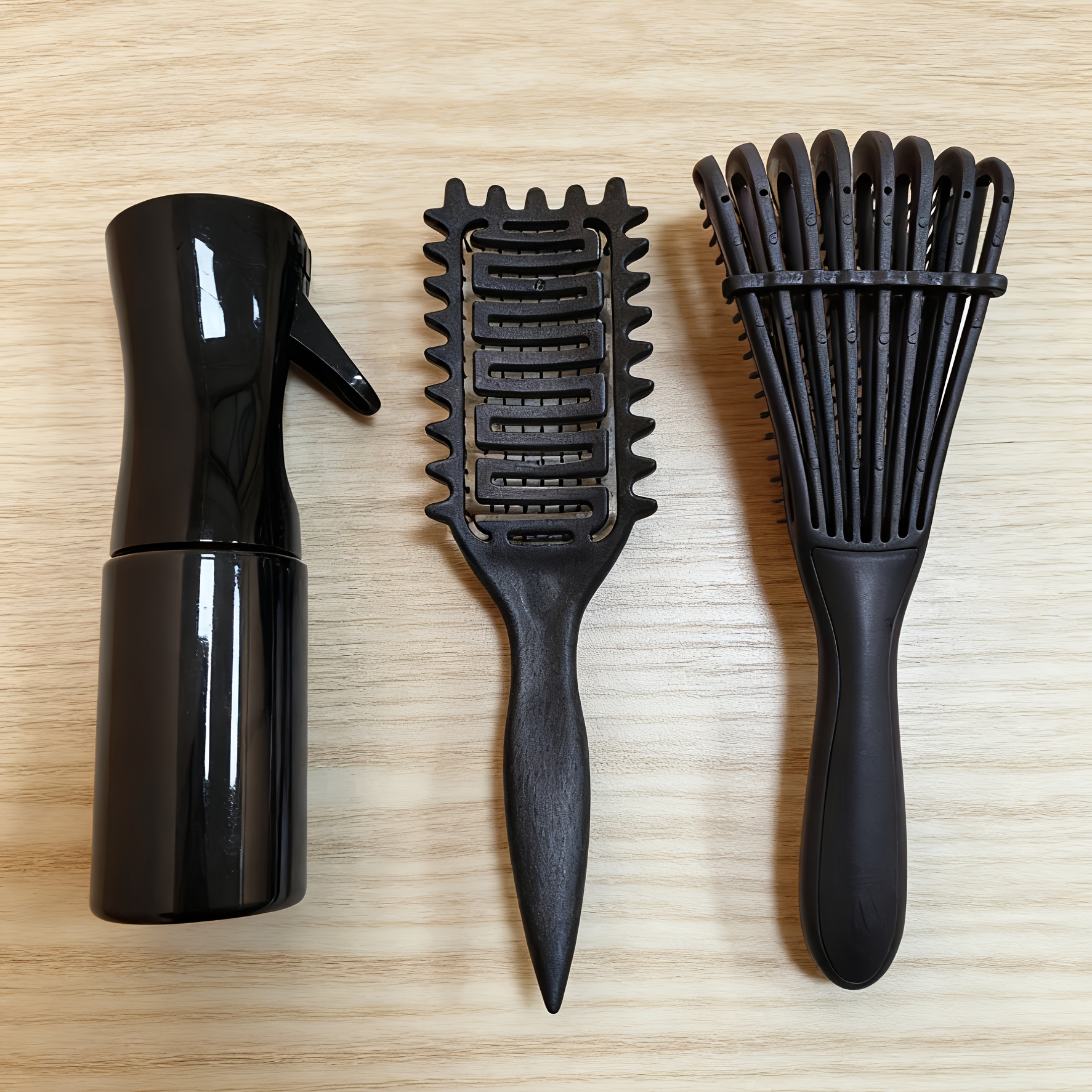 Image of 3pcs Curling Iron Set, Styling Comb Spray Bottle Hair Brush Professional Curling Styling Set, Suitable For Women's Gift Set
